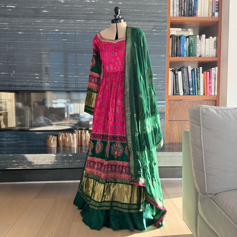 NWT Vibrant Gaji Silk Salwar with TSR Lehenga- XS Navratri Ready!